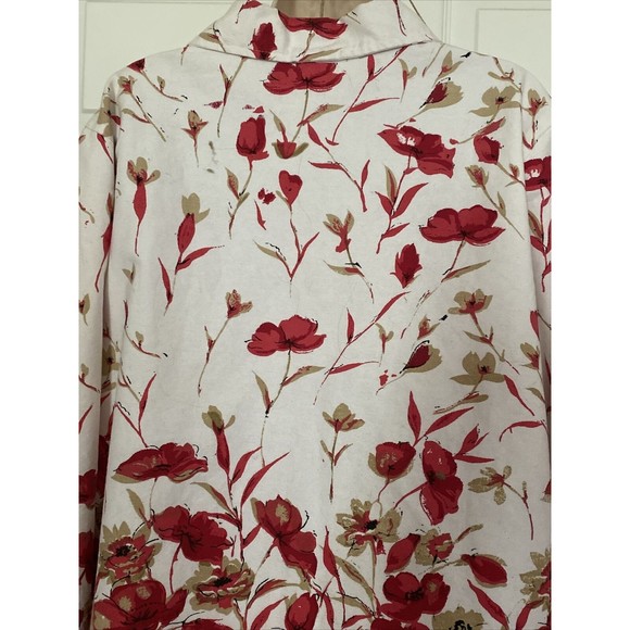 Liz Baker Woman Jacket Red Tan Floral Lined Size 2X Large Button Front C… - Picture 9 of 9